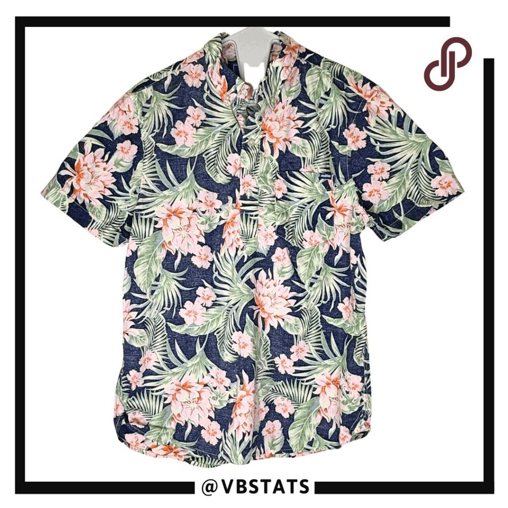 Chubbies Men's The Resort Wear Friday Button Down Shirt Faded Blue Floral Small